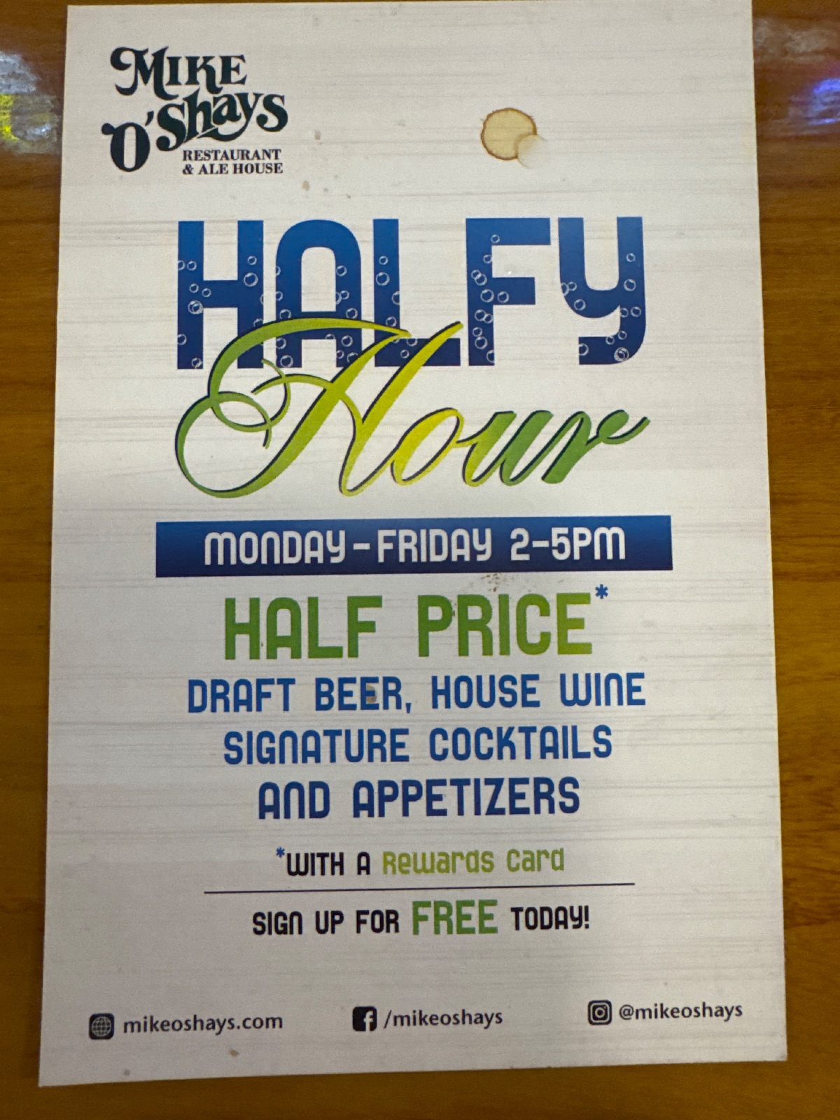 Mike O'Shays Restaurant & Ale House Happy Hour deal in Longmont