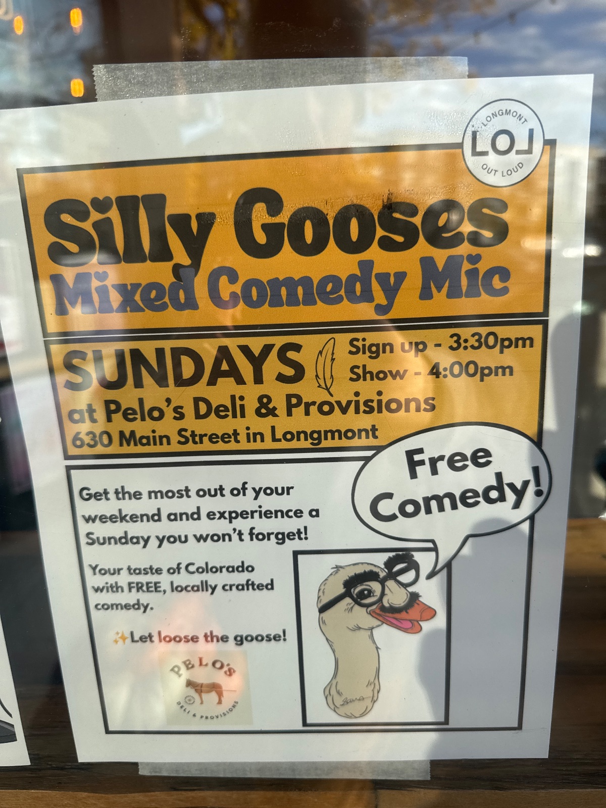 Pelo's Deli and Provisions Comedy deal in Longmont